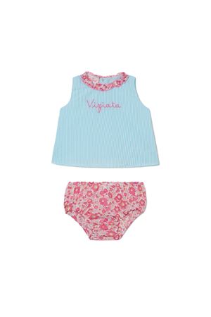 Abbie pinafore and diaper cover set with Viziata embroidery SAINT BARTH KIDS | ABB000203256L